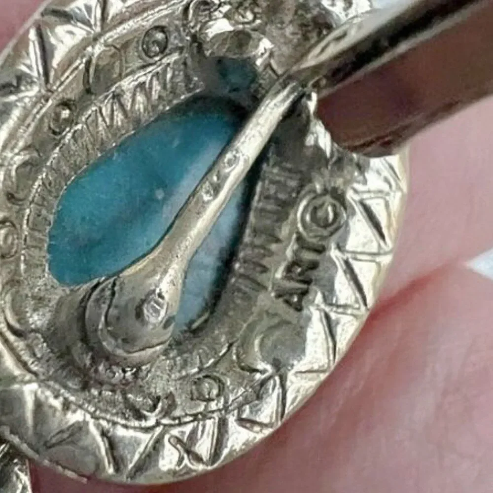 Vintage 60's 70's Signed Arthur Pepper ART Turquoise Teardrop Clip Earrings